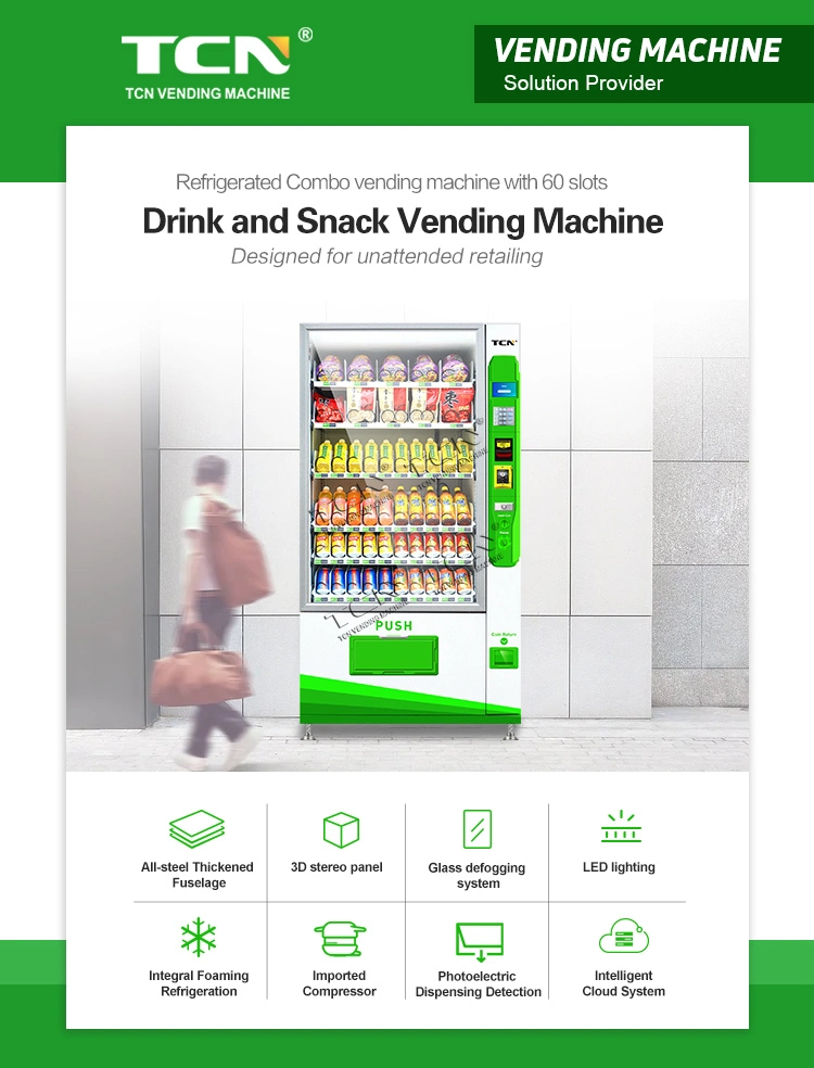 Tcn Snack Beverage Cold Drink Beer Milk Automatic Combo Vending Machine with CE and ISO9001 Certificate